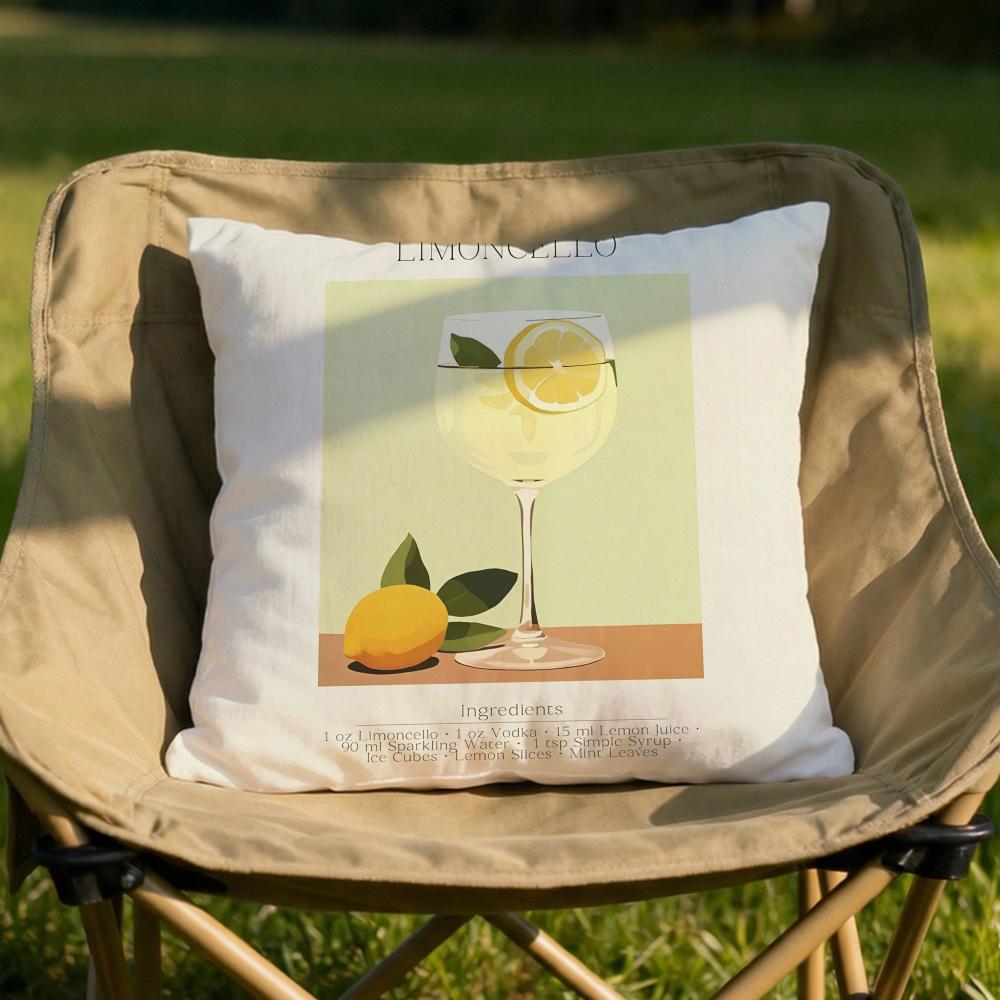 Limoncello Cocktail Cushion Cover Soft Reversible  Durable Pillow Cover  MultiScene Use for Home  Car Daily Comfort