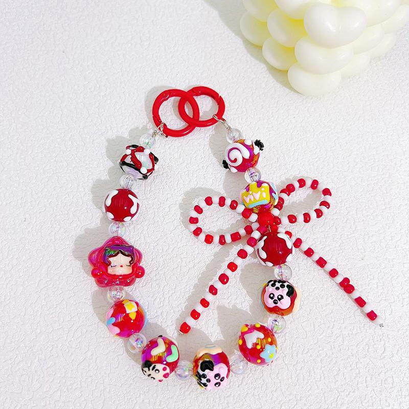 1 шт. милый мультяшный пузырь Mart бант нарисованный вручную бисер мобильный телефон цепочка бисер цепочка сумка автомобильный брелок кулон аксессуар
