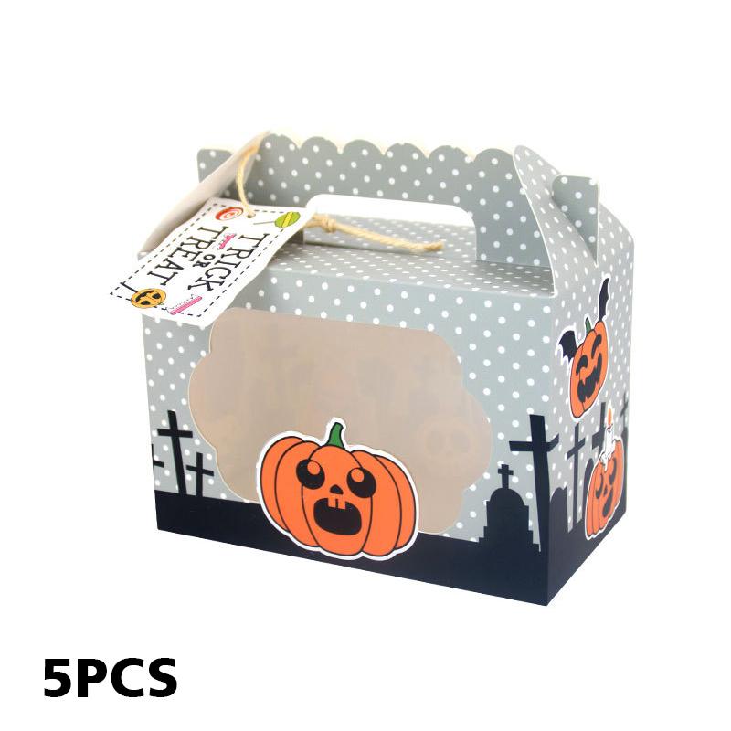 Портативная упаковочная коробка для десертов, 5 шт., оконная упаковочная коробка для конфет, упаковочная коробка, подарок на Хэллоуин