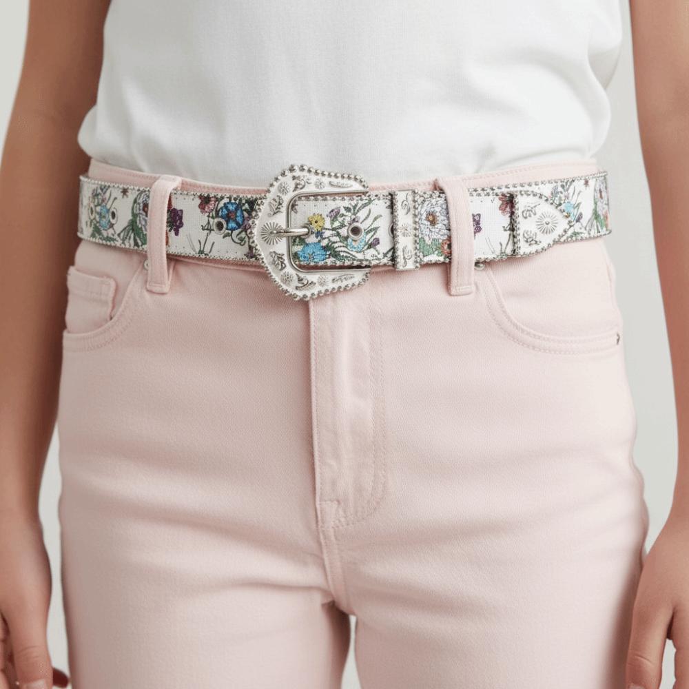 Flower Floral Belt Printed Retro Waistband Personality PU Leather Waistband Party