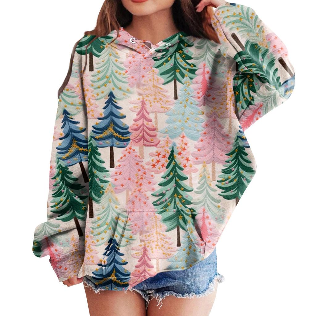 Детские толстовки с капюшоном, свободные рождественские принты, спортивная рубашка с капюшоном, модная спортивная рубашка