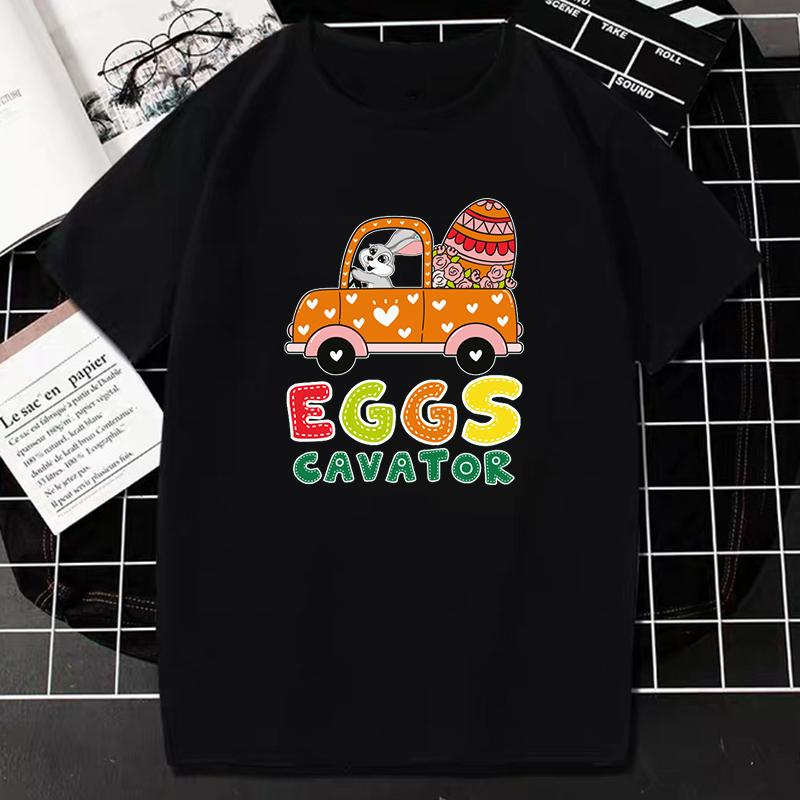 Пасхальная футболка Kawaii Bunny с принтом и короткими рукавами, модная повседневная женская футболка, футболки с пасхальными яйцами, футболка большого размера, Ropa Mujer