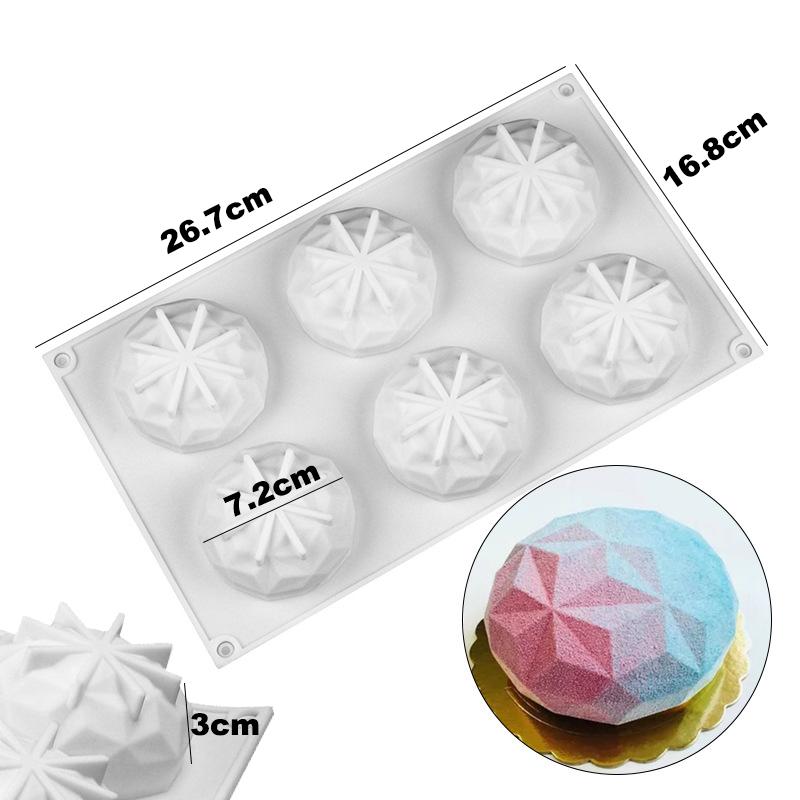 3D Mousse Cake Baking Mold Heart Cheesecake Dessert Diamond Monoporcji Silicone Mould Candle Soap Making Supplies Pastry Tools