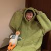Harajuku Kawaii толстовка на молнии, женская толстовка, японская лягушка, толстые шерстяные пальто большого размера, трендовая теплая зимняя одежда