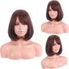 Natural Ladies Short Layered Straight Bob Synthetic Wigs for Women Brown Blonde Wig With Bangs Cosplay Party Daily Heat Resistant Fiber Hair