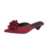 French Pointed Single Shoes Camellia Bag Head Cool Slippers Women's Summer Versatile Muller Shoes Women's 2025 Casual High-heeled Sandals