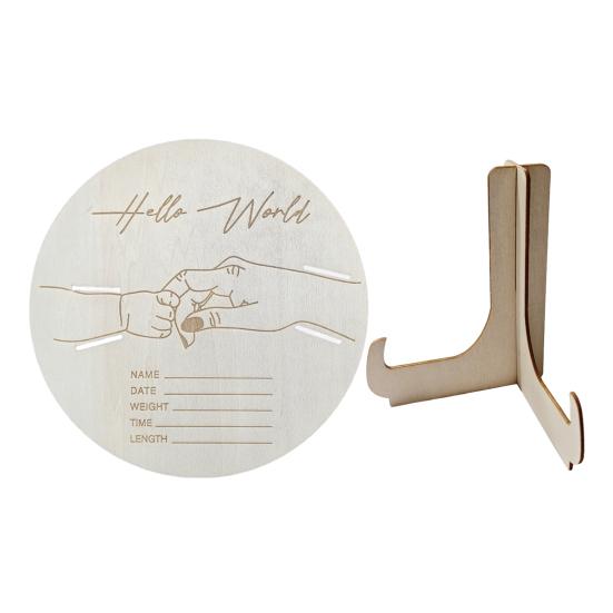 Wooden Baby Birth Wristband Display Board with Base Smooth Edge Burr Free