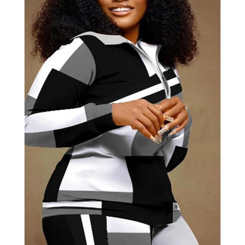 YYFS Женские модные повседневные весенне-осенние брюки-поло с длинными рукавами и брюками, костюмы