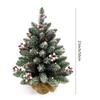 20 Inch Small Christmas Tree Tabletop Decor with Warm White LED Light String Red Fruit Plastic Pine