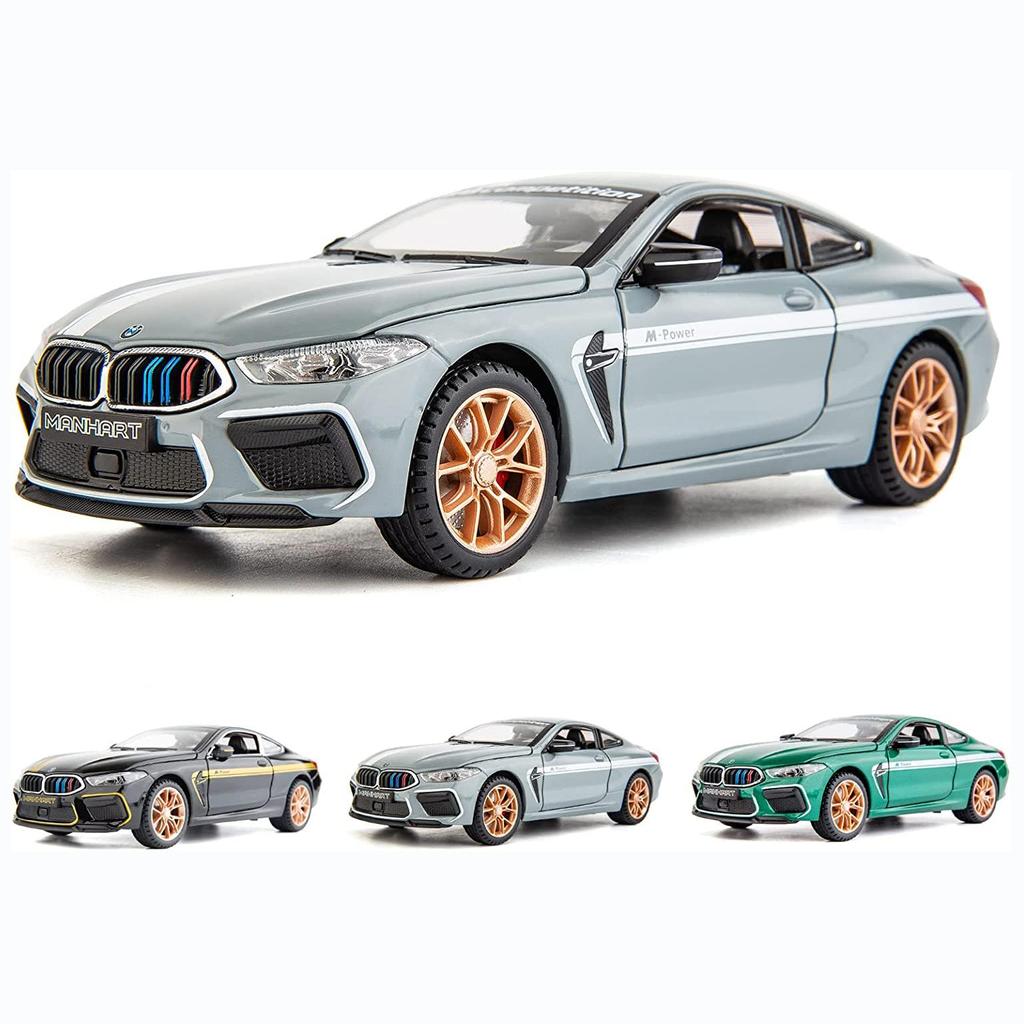 1:24 Scale M8 Model Car, Zinc Alloy Pull Back Toy Car with Sound and Light for Kids Boy Girl