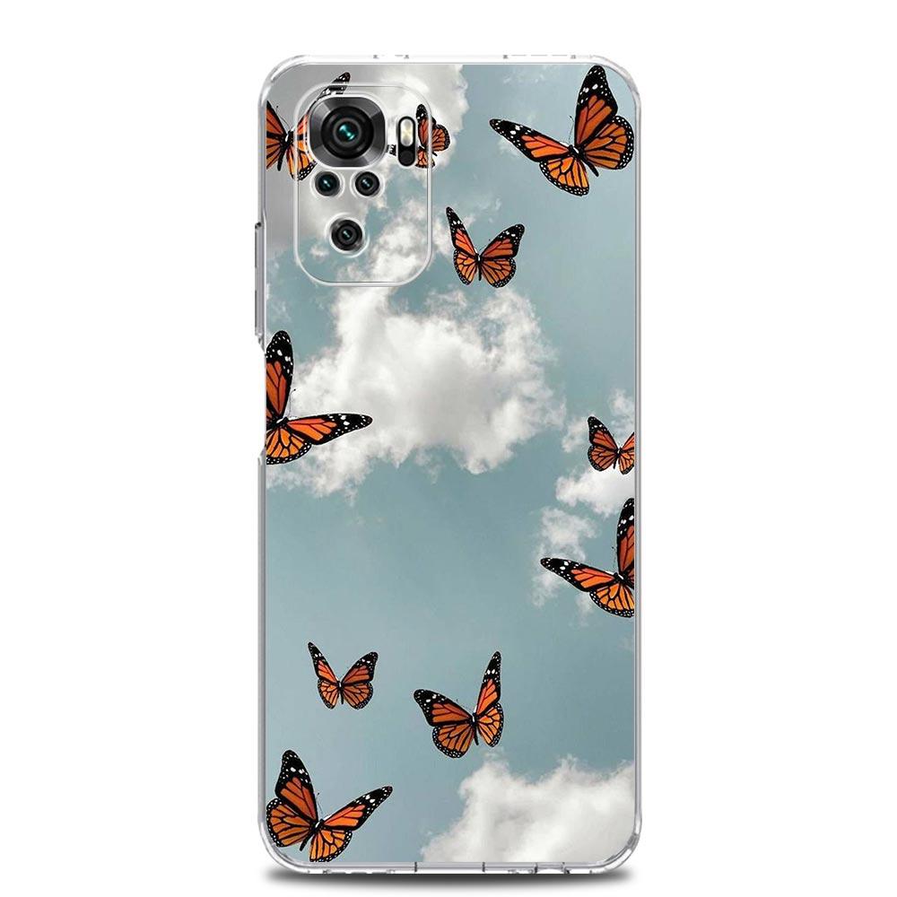 butterfly Soft Phone Case For Xiaomi Redmi Note 12 11 9S 9 8 10 Pro Plus 7 8T 9C 9A 8A K40 Gaming Silicone Clear Cover Coque