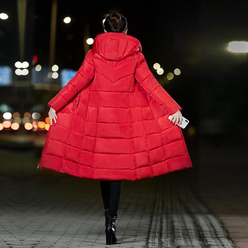 Women Winter Hooded Warm Coat Slim Cotton Padded Basic Jacket Female Long Outwear