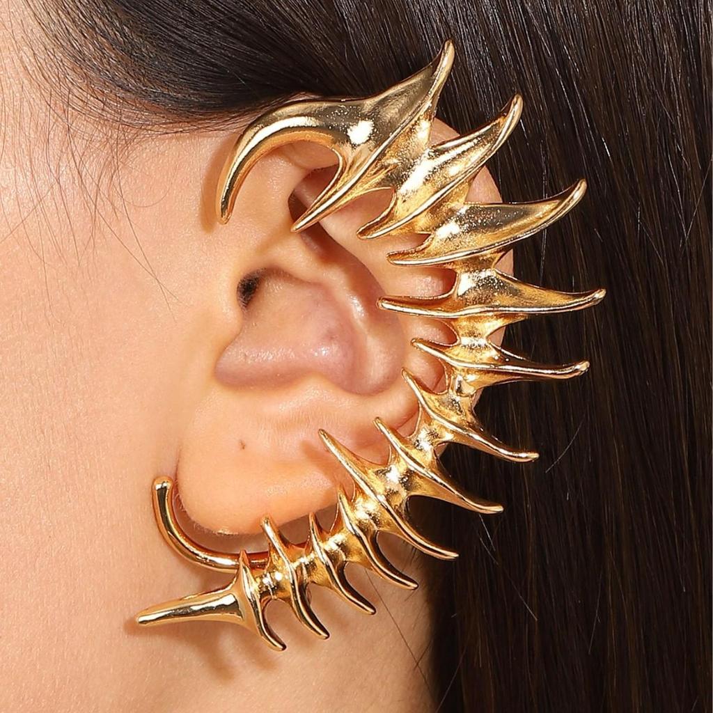 Exaggerated Punk Dragon Ear Clips for Non-Pierced Ears - Women's Dragon-Shaped Zircon Thorn Ear Hooks