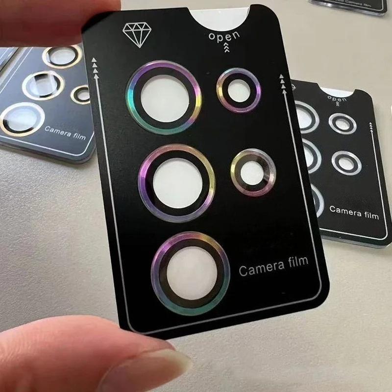 Full Cover Camera Lens Protector For Samsung Galaxy S27 S26 S25 S24 Plus Ultra CD Pattern Tempered Glass Metal Ring Protection 4