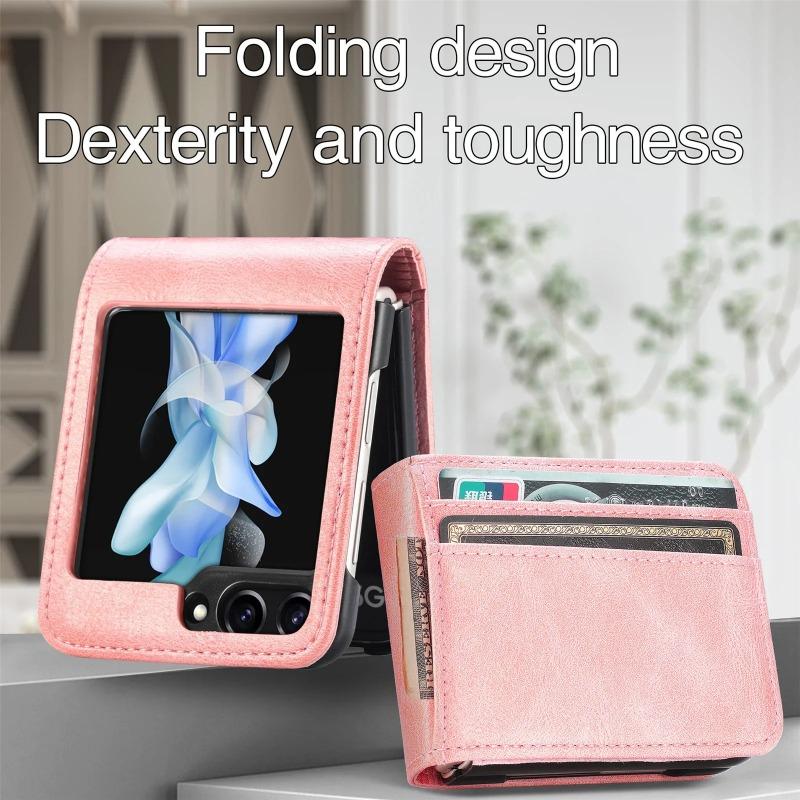 Multi Card Slots Wallet Phone Case for Samsung Galaxy Z Flip 6 5 4 3 5G Flip Leather Protection Phone Bag Cover Z Flip6 Flip5 Flip4 Flip3