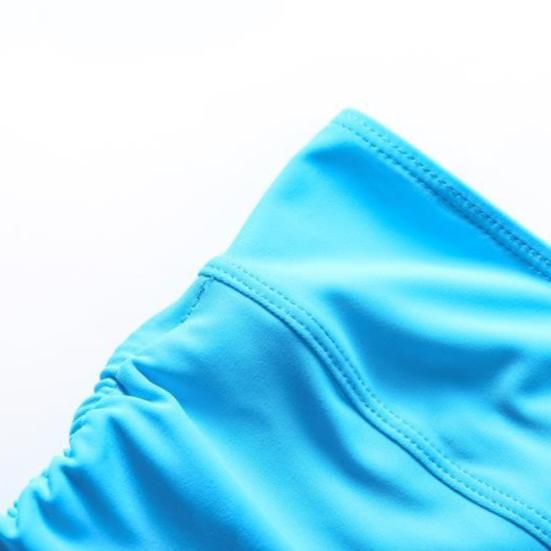 Летние пляжные женские однотонные бикини с плиссированной нижней частью и бандажными шортами для плавания