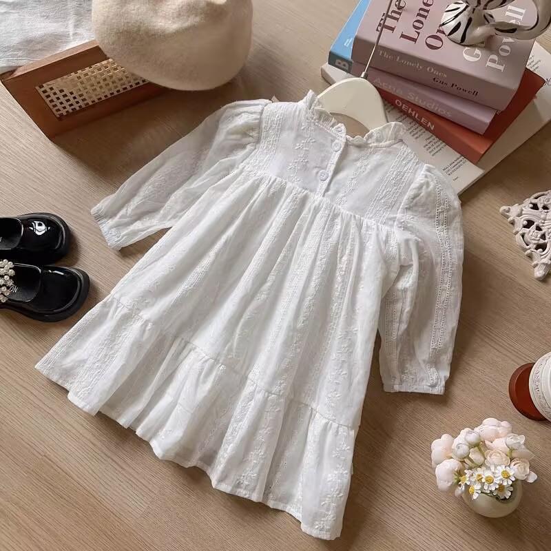 Girls Spring Autumn Long Sleeve Embroidered Princess Dress Stylish Baby Party Gown For Kids