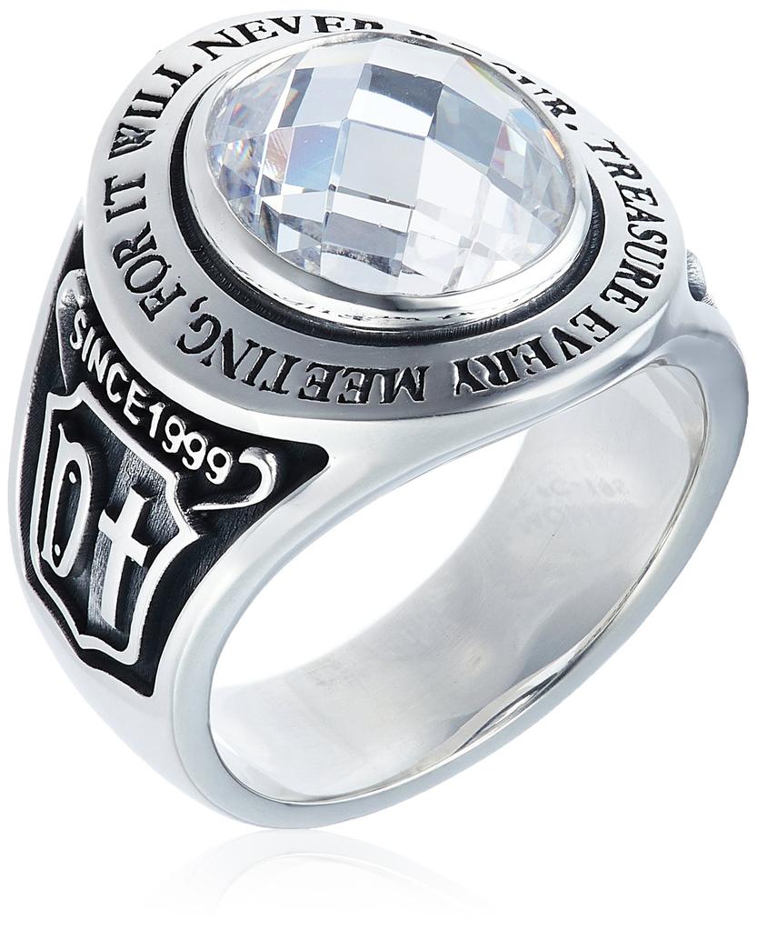 Monroe Message College 925 Sterling White Cubic Japanese Size 19 Dr. Ring, Silver, Zirconia, FC-195-SV-WCZ-19,