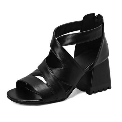 Новый летний дизайн, женские крутые полые ботинки с заклепками, разноцветные ботинки «Челси» на массивном каблуке, сандалии для девочек, женская обувь