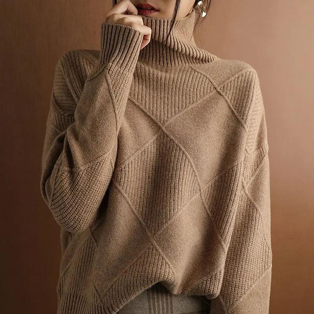 Женский пуловер из однотонного материала, свитер с круглым вырезом и длинными рукавами