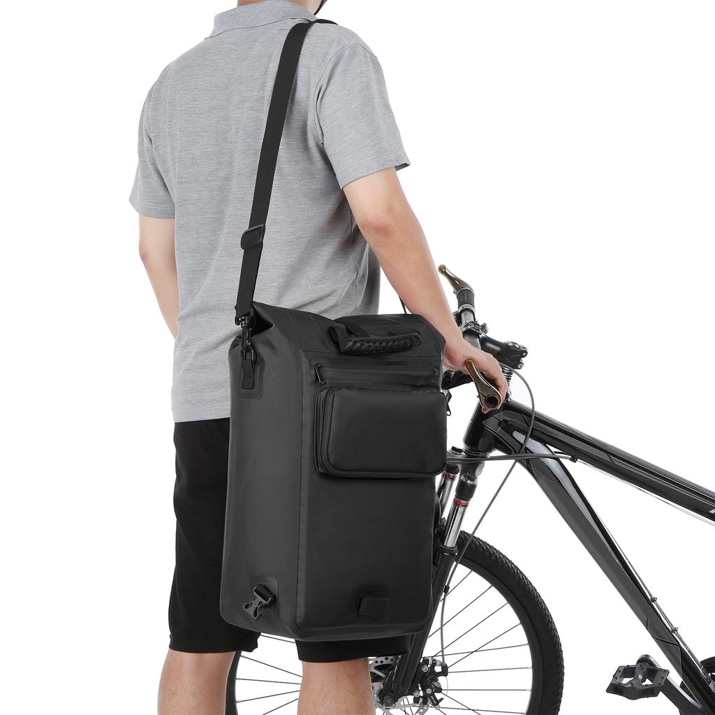 3 in 1 Waterproof Bike Pannier Bicycle Rear Rack Bag Backpack Shoulder Bag Outdoor Cycle Commuting Bag Pack with Laptop