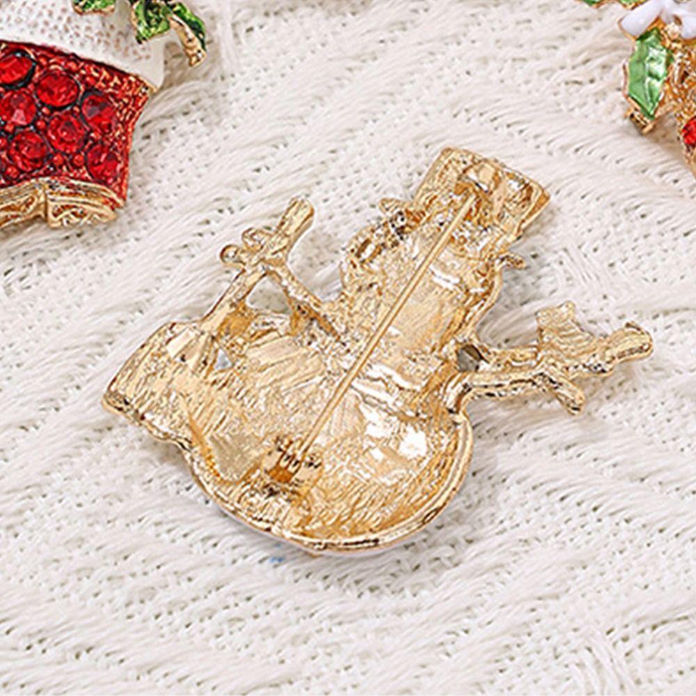 Clothes Accessories Enamel Rhinestone Brooches Korean Style Snowman Brooch Christmas Brooch Daily