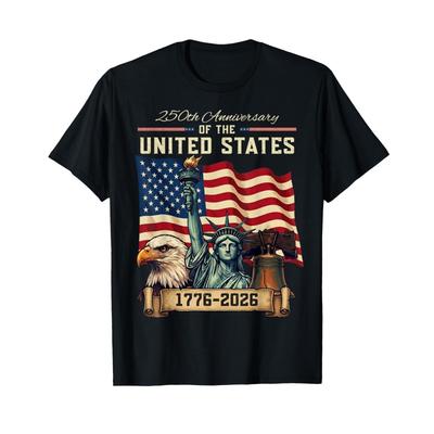 250-летний юбилей 1776 2026 новая американская футболка с флагом США и белоголовым орлом для унисекс, патриотическая, свобода, либерти, повседневная, с коротким рукавом