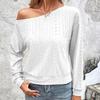 2023 Sexy Diagonal Shoulder Collar Women Blouse Casual Solid Color Autumn Long Sleeve Tops Hollow Out Loose Simple Shirts 28755