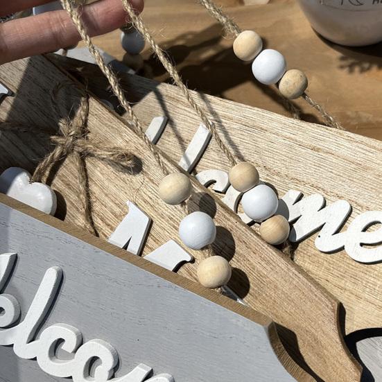 Декоративная табличка для дома с декором в виде банта, принтом букв, подвесная табличка, универсальная приветственная табличка для двери, украшение для дома