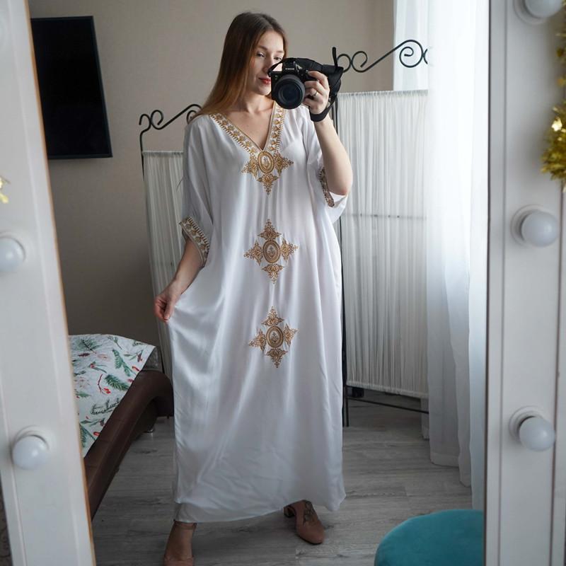 2022 элегантное золотое вышитое кафтан в стиле ретро с v-образным вырезом белое платье больших размеров женская одежда летняя пляжная одежда купальный костюм накидка