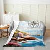GUOYU Blanket Japanese Style Soft Warm BlanketRainbow Butterfly Throw BlanketCherry Blossoms Fleece BlanketInk Painting Style Fuzzy Blanket