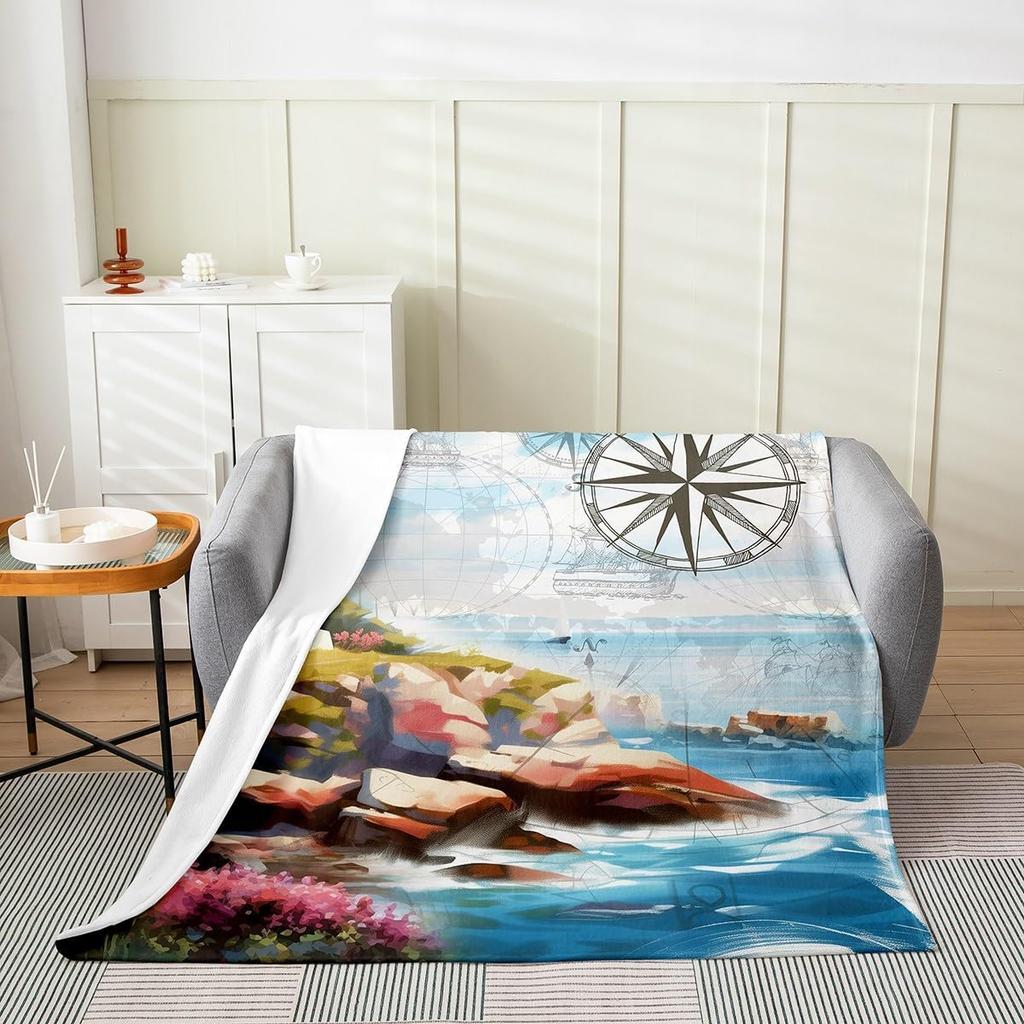GUOYU Blanket Japanese Style Soft Warm BlanketRainbow Butterfly Throw BlanketCherry Blossoms Fleece BlanketInk Painting Style Fuzzy Blanket