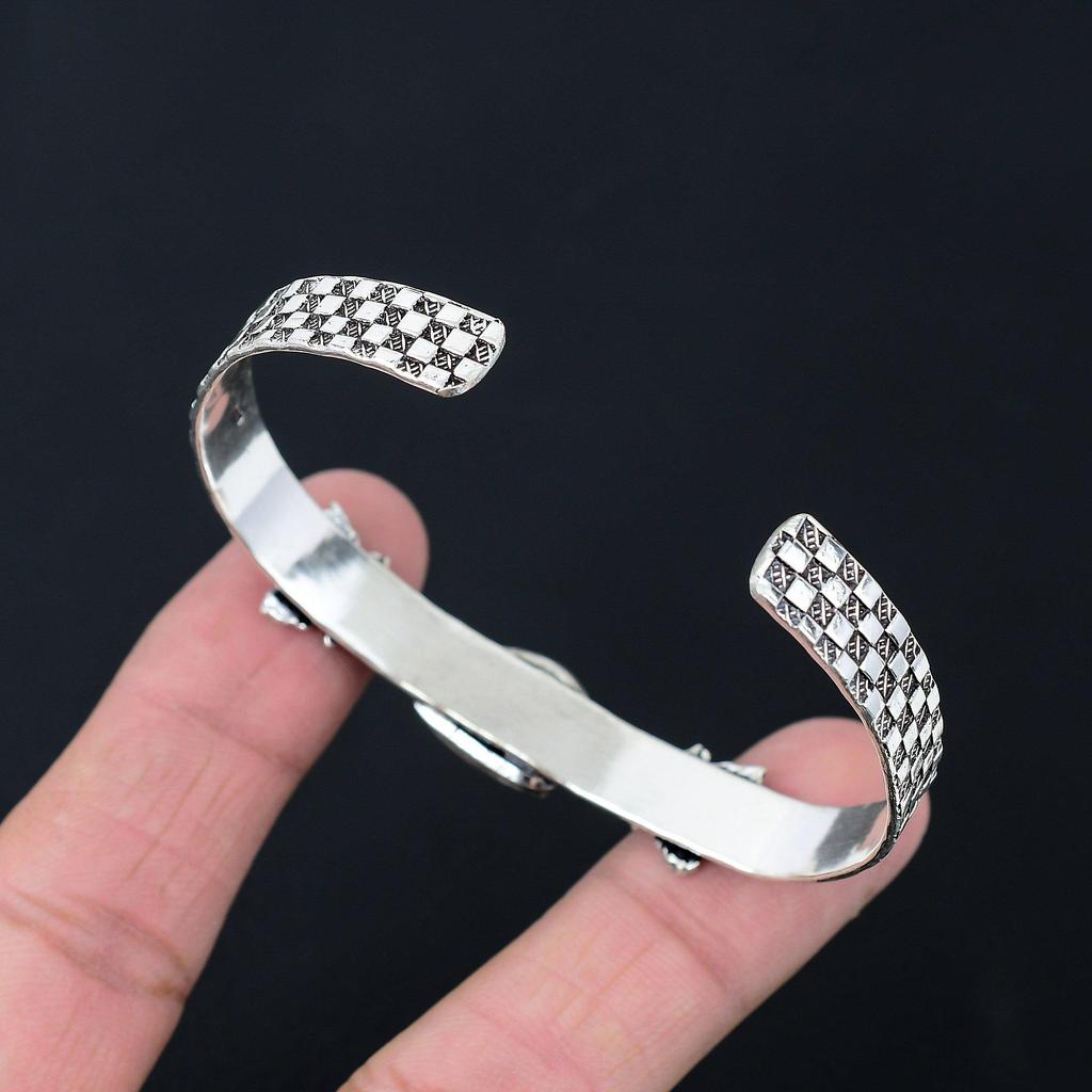 Daughters Day Sale Rhodochrosite Stone 925 Silver New Leaf Wife Bangle Bracelet