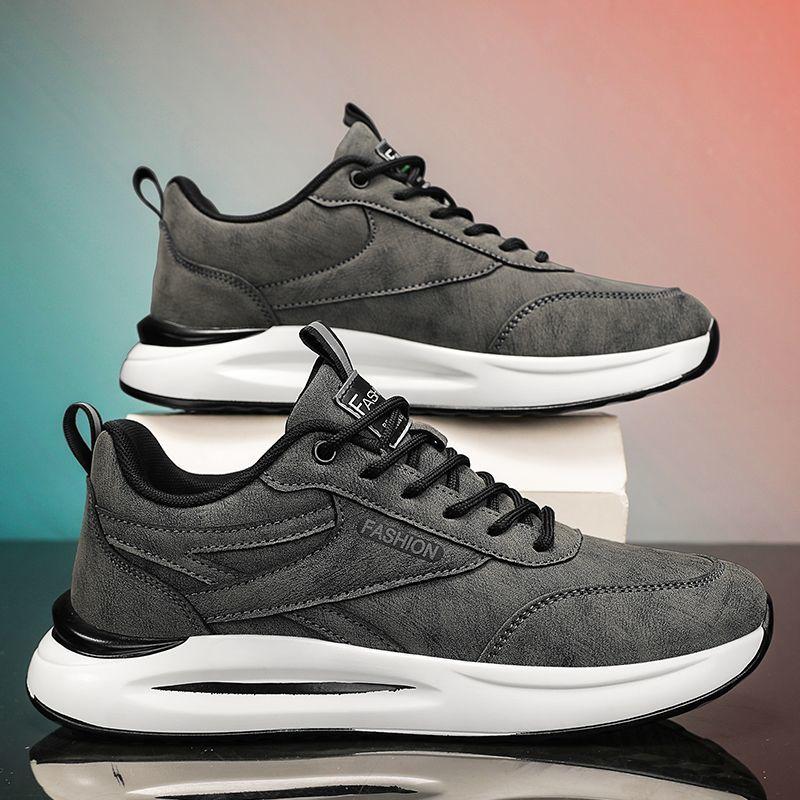 Fashion Trend Niche Hundred Casual Men's Board Shoes Leather Breathable Running Fitness Shock-absorbing Lightweight Wear Sports Shoes