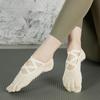 1 пара носков для пилатеса с завязками, носки для йоги с пятью пальцами, профессиональные женские нескользящие носки для йоги
