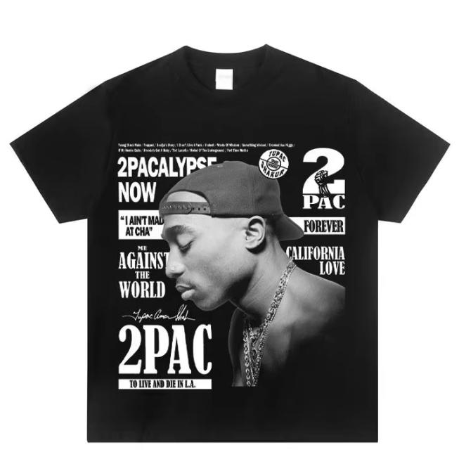 2PAC Tupac Американский Рэп-Исполнитель 2026 Новая Футболка Унисекс 100% Хлопок Свободная Круглый Вырез Западное Побережье Рок Тренд Короткая Женская