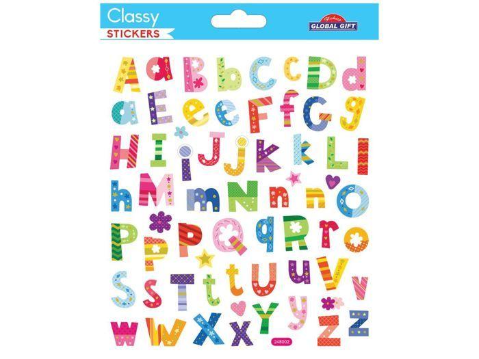 57 Autocollants - Alphabet Fleurs - Dorures et paillettes