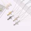Rose Flower Cross Pendant Chain Necklace Jewelry Gift for Women Jewelry Gift