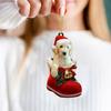 Подвеска в виде собаки на Рождество, собака в сапоге Санты, подвесное украшение, 2D, плоская акриловая подвеска для рождественской елки, домашний декор, подарок любителям собак