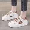Весенние новые универсальные женские спортивные повседневные двухслойные кожаные белые туфли на толстой подошве с плоской подошвой, весна и осень