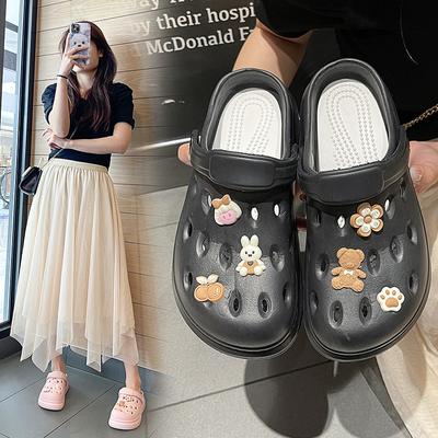 Обувь Hole Shoes Женские интернет-знаменитости Trend Уличные пляжные сандалии с мягкой подошвой Большие размеры Сумка Голова Полутапочки