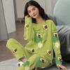 Plus Size Womens Fashion Girls Pajamas Long Sleeve Tops Pants Set Sleepwear Bamboo Print Fresh Family Pajamas Set