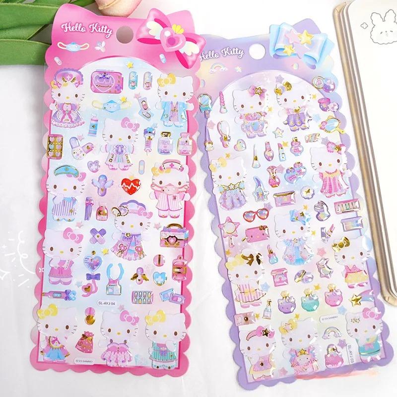 Милые наклейки Hello Kitty из эпоксидной смолы и кристалла - Анимационный дизайн, Мини-рельефные, Водонепроницаемые наклейки для корейских фотокарточек, Чехла для телефона, Декора кружки