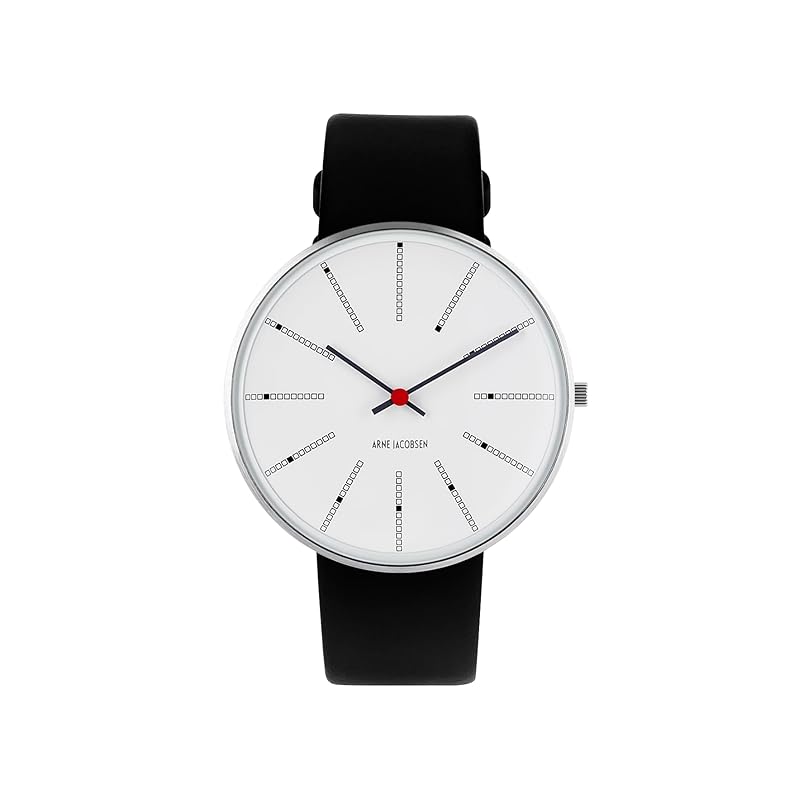 ARNE JACOBSEN watch 40mm nordic design Daily life waterproof (Quiet design without second hand) BANKERS 53102-2001 white black leather