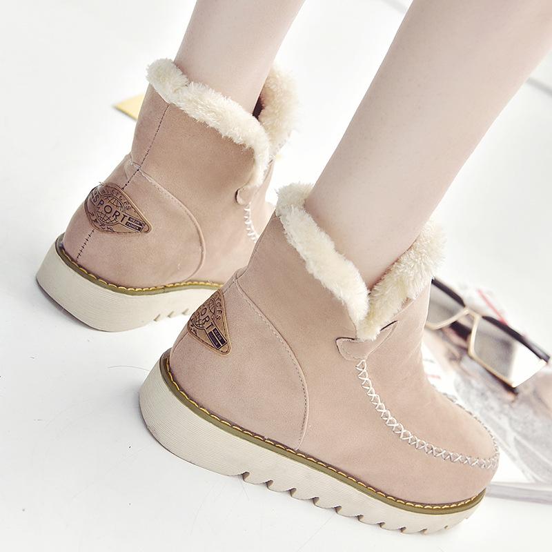 Warm Fur Women Snow Boots Flat Platform Winter Shoes Flock Ankle Boots Female Fashion Non-Slip Basic Snow Casual Shoes 258
