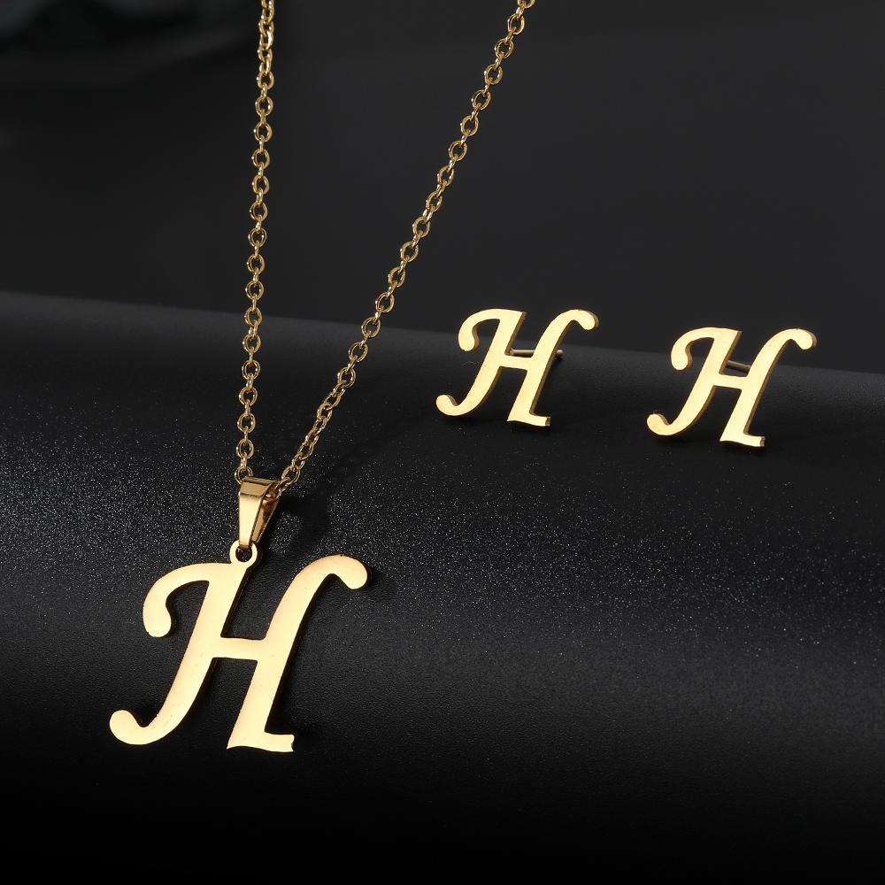 2023 Новые студенческие серьги, милые роскошные серьги-ожерелья, набор серег с буквами AZ, ожерелье, серьги, набор украшений, комплект из трех частей, серьги