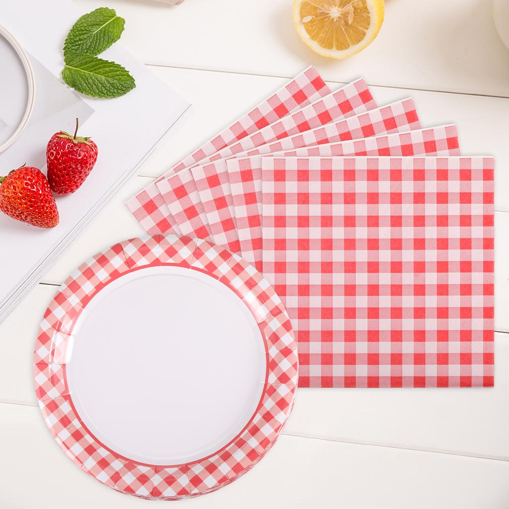 Vibrant Patterns And Bright Colors Disposable Dessert Plates For Party Supplies Paper Plates Gingham