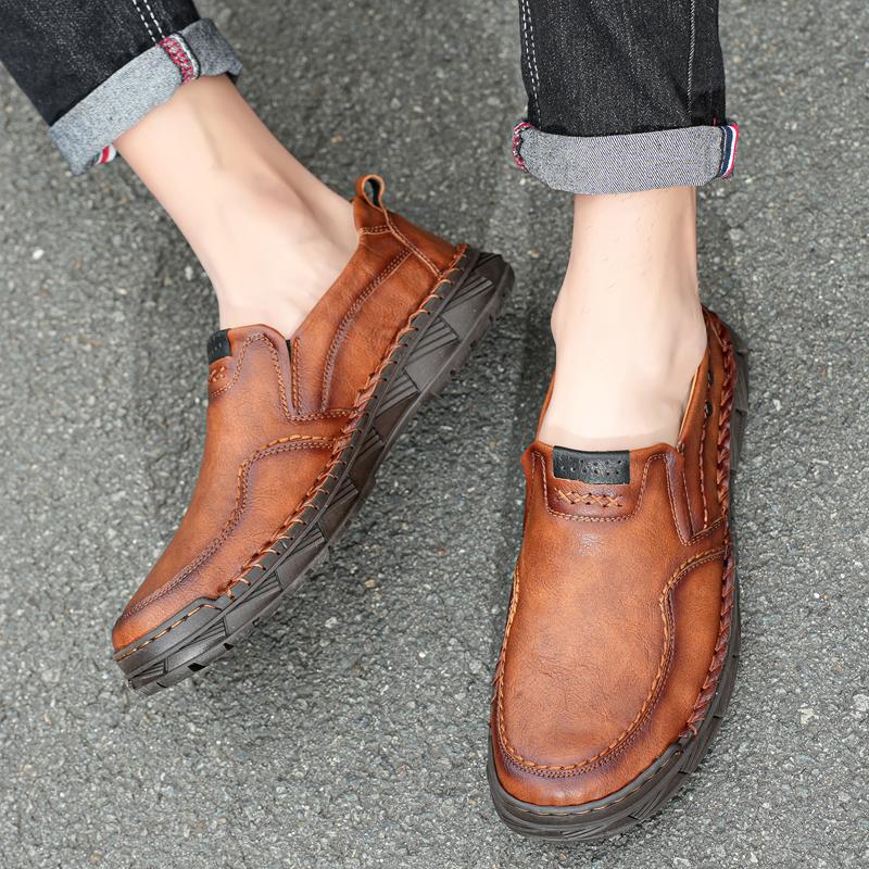 Мужская кожаная повседневная кожаная обувь большого размера с высоким берцем в стиле ретро, короткие сапоги