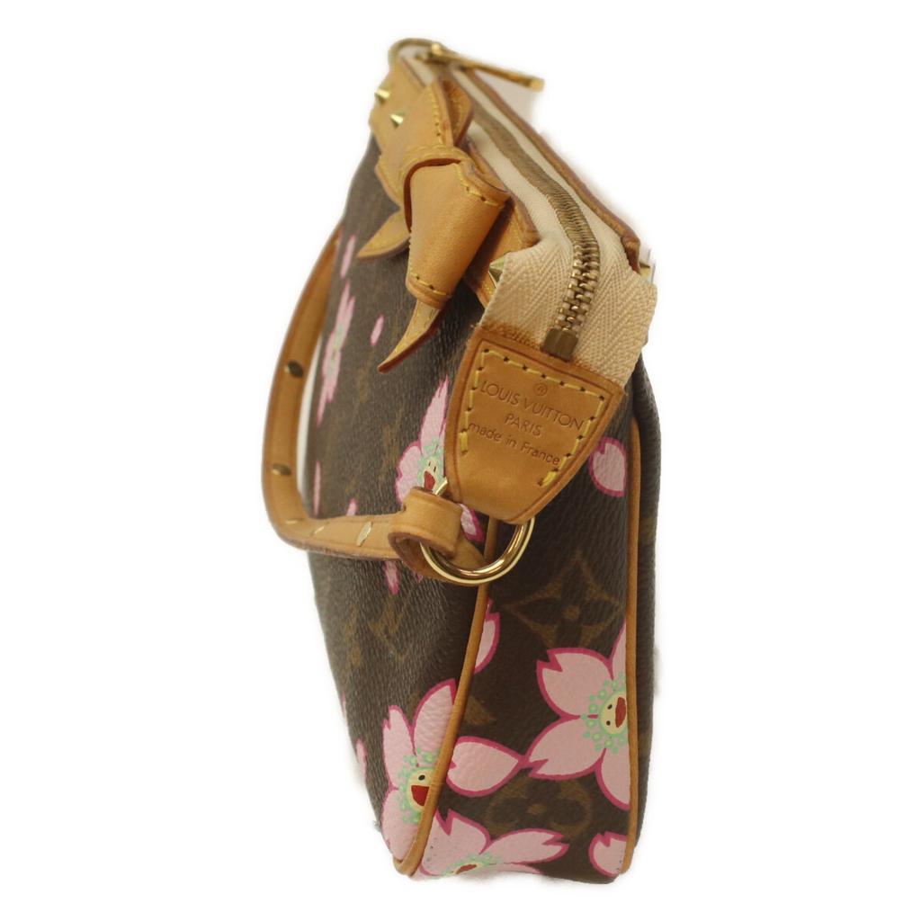 Louis Vuitton M92006 Монограмма Цветок вишни Сумка-клатч Аксессуар Сумка Коричневый / розовый Б/у