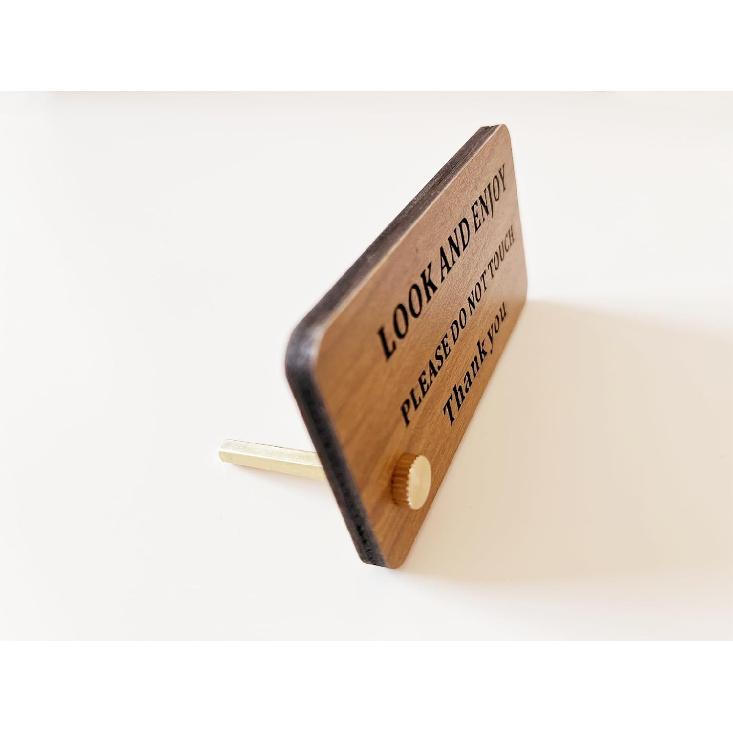 Do not touch signs look and enjoy for business tabletop vertical stand (Wooden tabletop)
